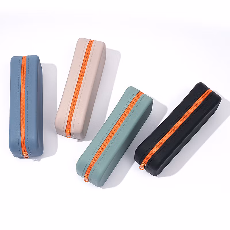 Custom Logo OEM Simple Zipper Oxford Cloth Solid Color Stationery Portable Cute Pen Pencil Pouch Bag Case for Girl Boy School