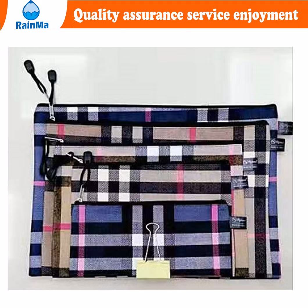 B4 A4 B5 A5 A6 Office School Leather Waterproof Zip Bag with Colorful Flowers Style