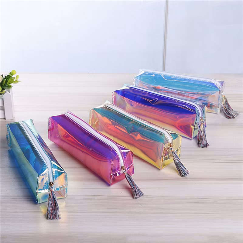 Sh1570 Colorful Jelly Small Purse PVC Laser Pencil Case School Student Stationery Makeup Bag