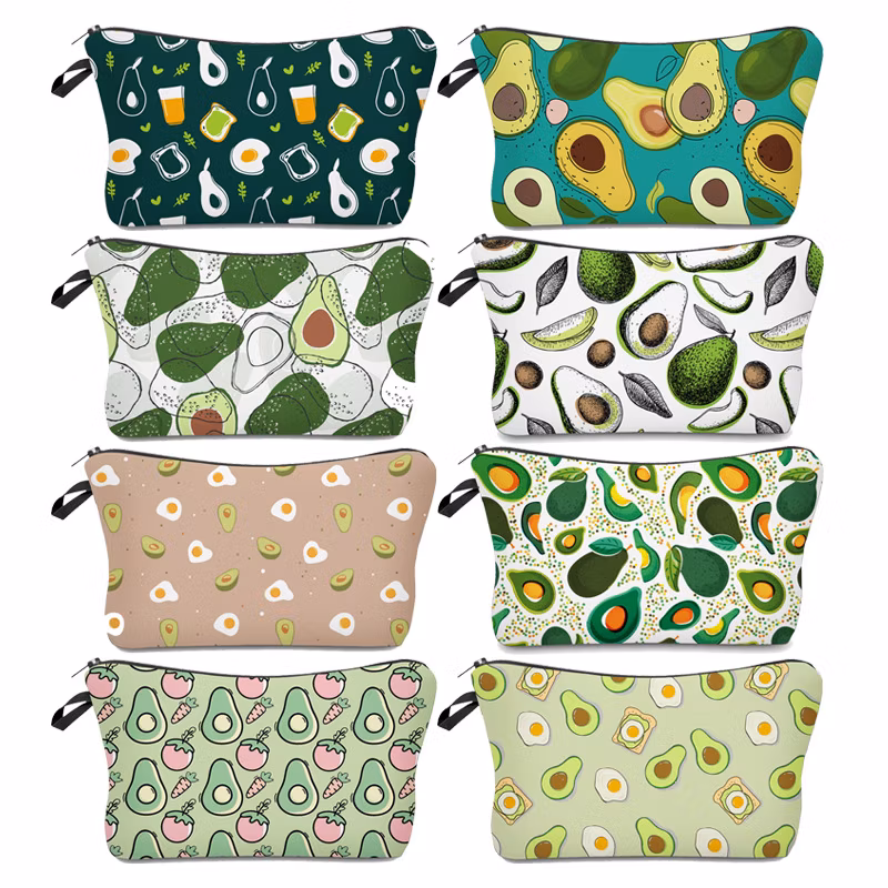 Large Capacity Cartoon Cute Avocado Pencil Pouch Make up Cosmetic Bag for Girls