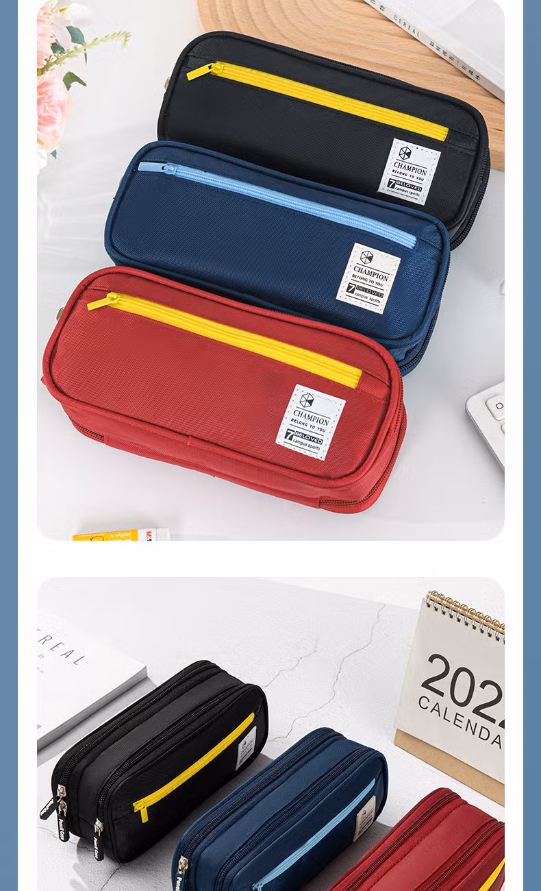 Oxford Cloth Large Capacity Double Layer Multifunctional Student Simple Pencil Case