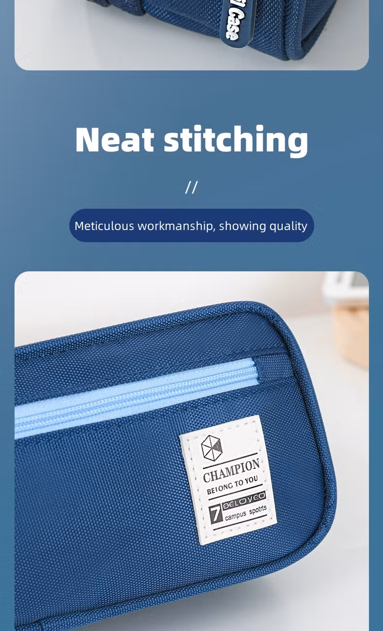 Oxford Cloth Large Capacity Double Layer Multifunctional Student Simple Pencil Case