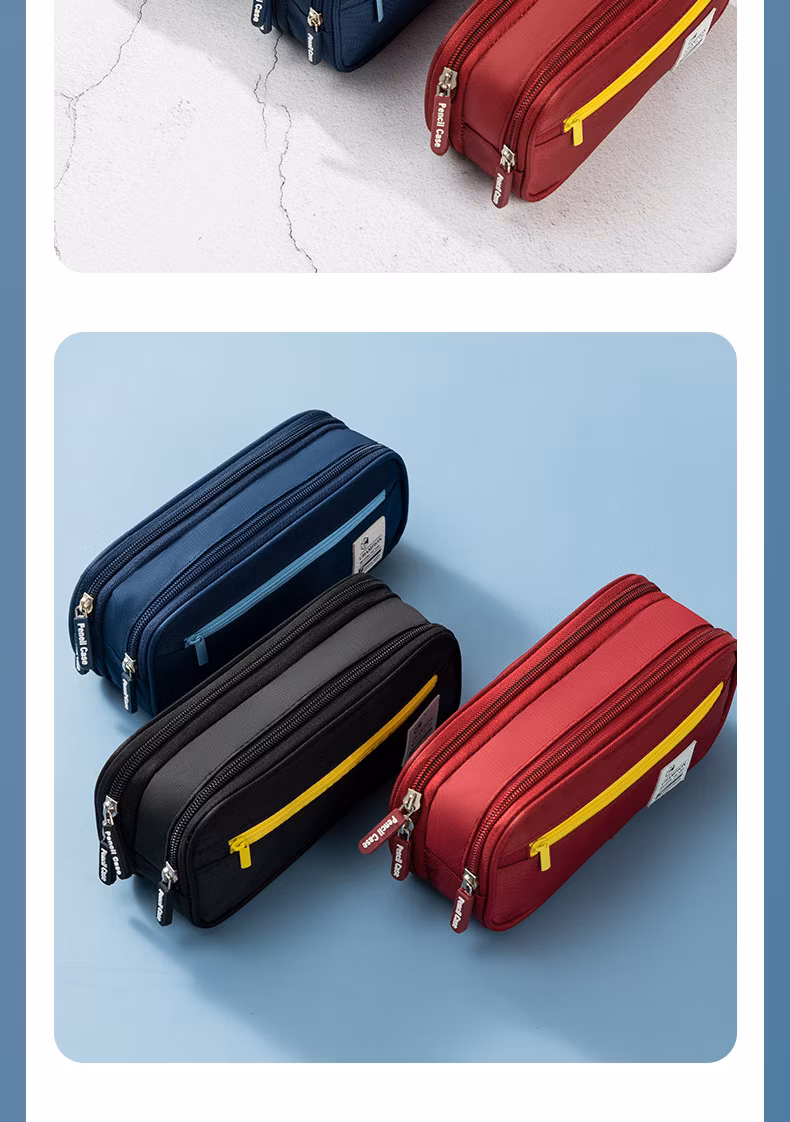 Oxford Cloth Large Capacity Double Layer Multifunctional Student Simple Pencil Case
