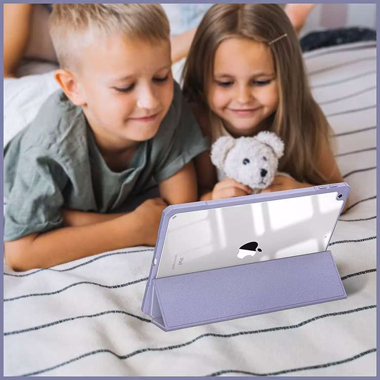 Shockproof Clear Back Shell Built-in Pencil Holder Tablet Case for iPad 9th/8th/7th Generation 2021/2020/2018 10.2 Inch