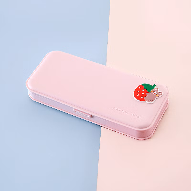 Ins Hot Sale Matte Color Plastic Student Stationery Larger Storage Pencil Case