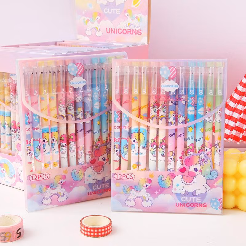 Cartoon Pattern School Student Write Blue and Black Ink Erasable Gel Ballpoint Neutral Pen