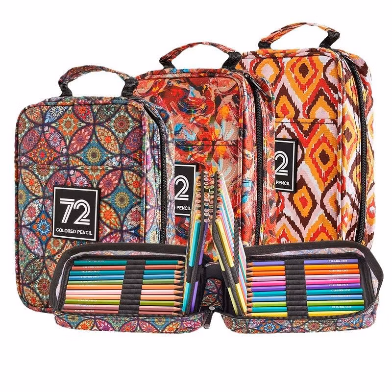 Professional 72 Color Colored Pencil Set Zipper Coloured Nylon Case Colored Pencil