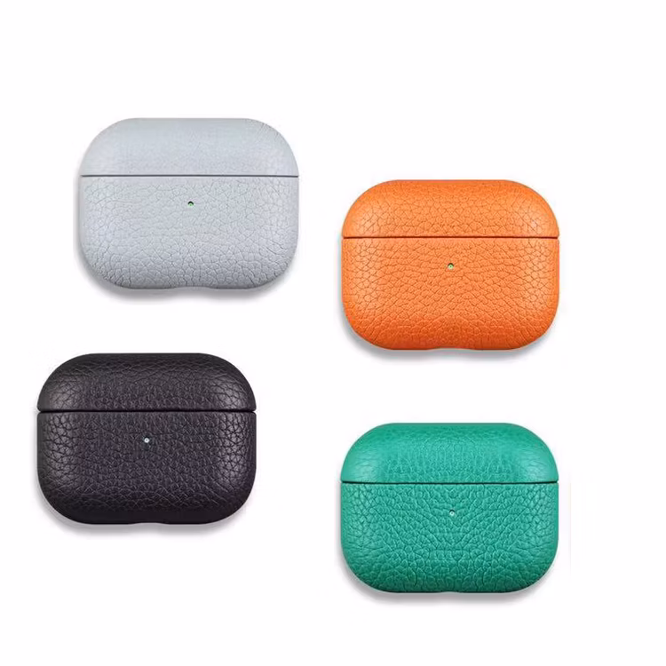 Genuine Pebble Leather Protective Wireless Earphone Case for Apple Airpods PRO Case for Air Pod 1 2