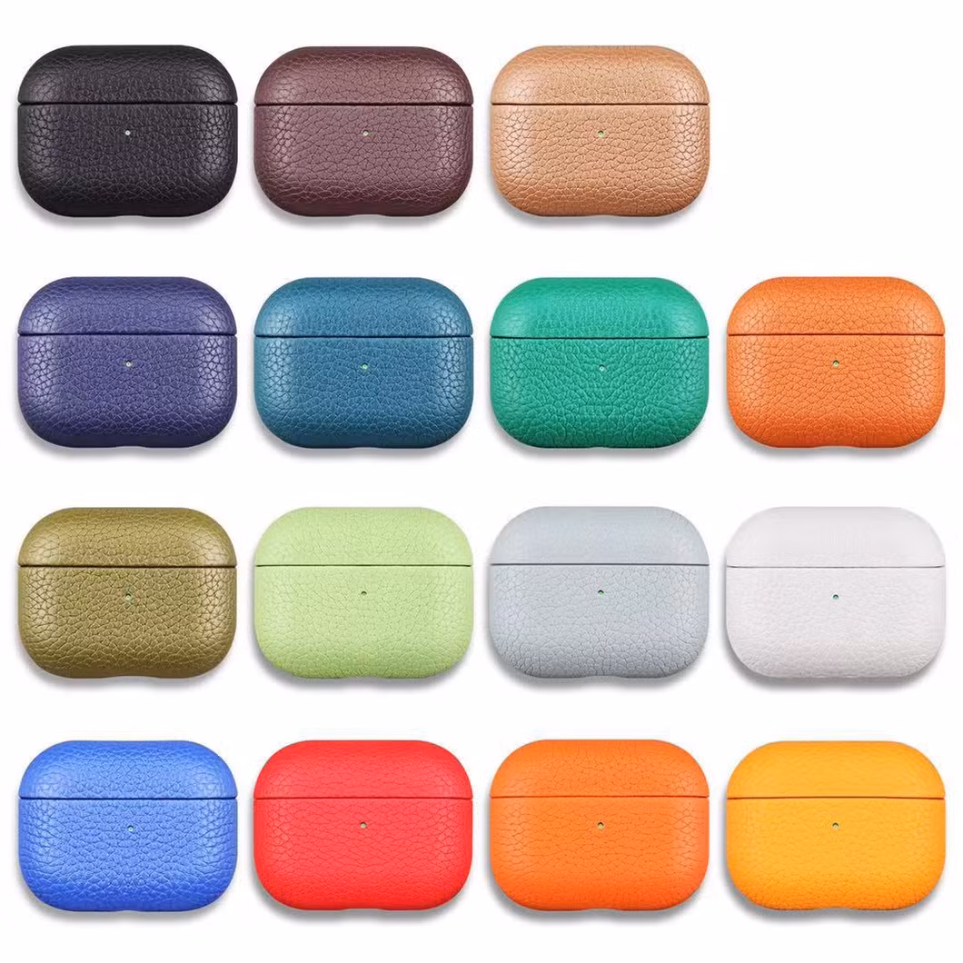 Genuine Pebble Leather Protective Wireless Earphone Case for Apple Airpods PRO Case for Air Pod 1 2