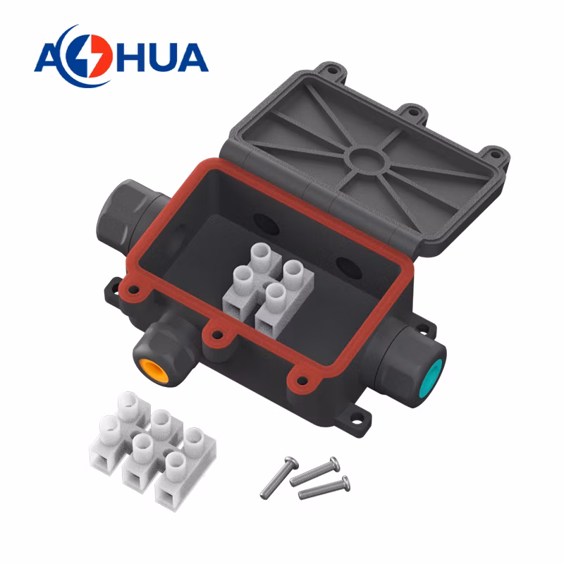 Buried Light Power Supply Plastic Wwterproof Junction Box M20 2~4pin Cable Connector Three-Way Wire Distributor IP68 LED Connector