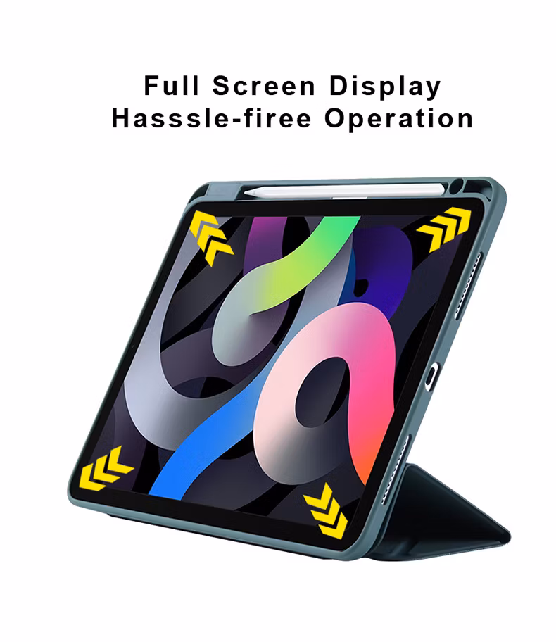 Foldable Leather Case with Transparent Back Case for iPad Tablet