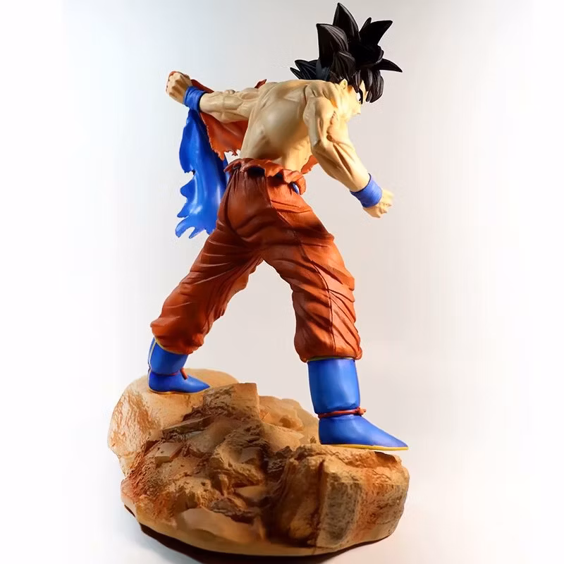 Dragon Ball Z Super Saiyan Gk Rip Clothes Son Goku Battle Scene Statue Model Box Anime Figure Cartoon-Character