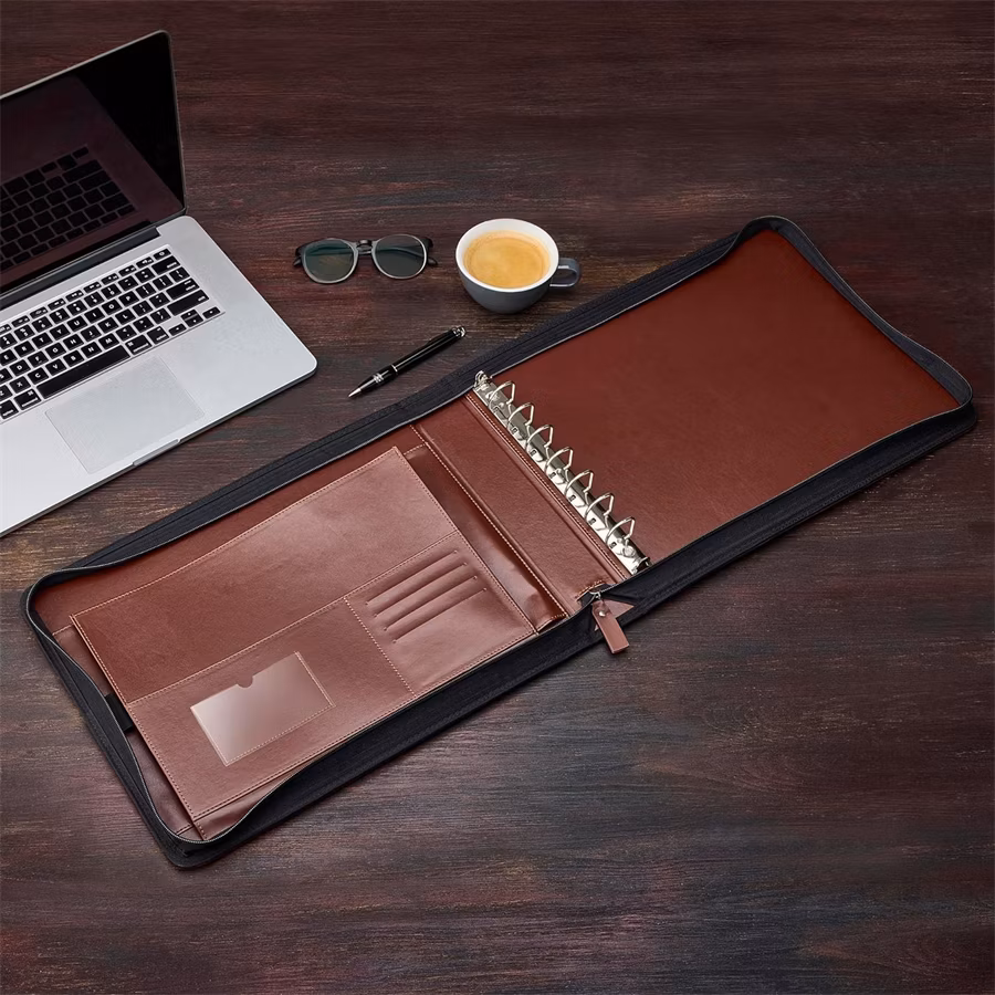 Zipper Executive 7 Ring Checkbook Portfolio Binder Case for Business Checkbook