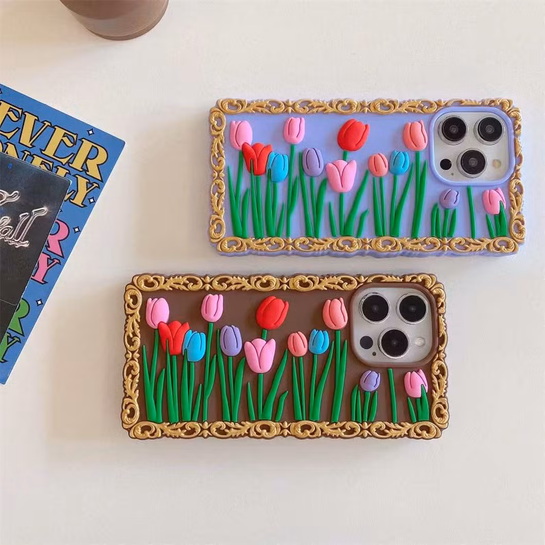 Manufacturer Custom Tulip Flower Mobile Cover Silicone iPhone Cell Phone Cases