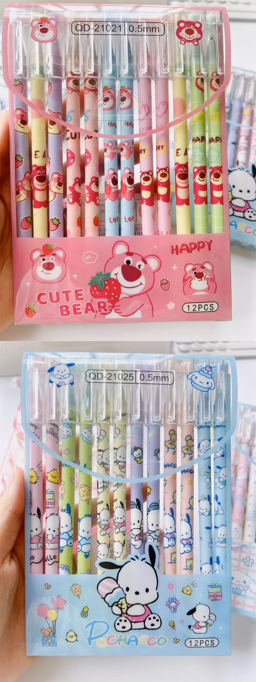 Cartoon Pattern School Student Write Blue and Black Ink Erasable Gel Ballpoint Neutral Pen