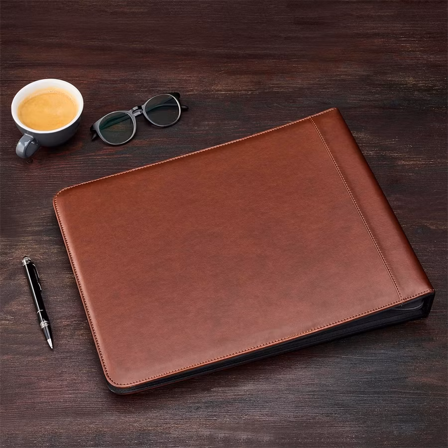 Zipper Executive 7 Ring Checkbook Portfolio Binder Case for Business Checkbook