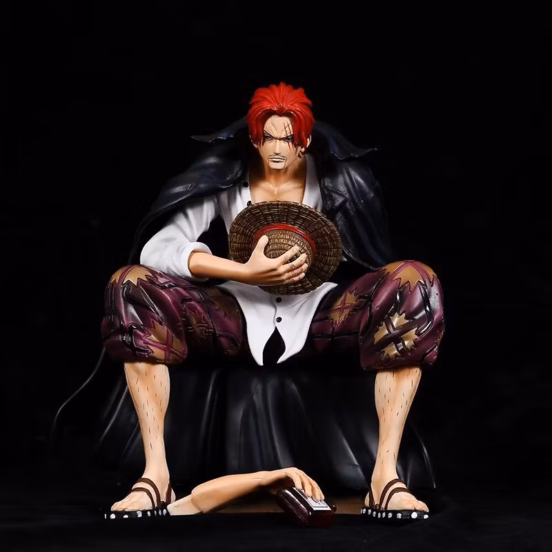 One Piece Anime Figure Sitting Red Hair Four Emperor Akakami No Shankusu Bt Special Edition Model Decoration Cartoon-Character