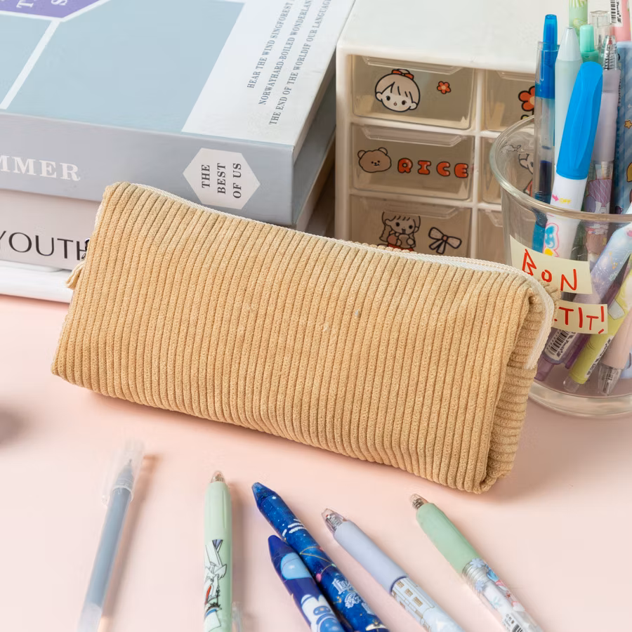 Stylish Corduroy Pencil Case Bag for Artists and Students