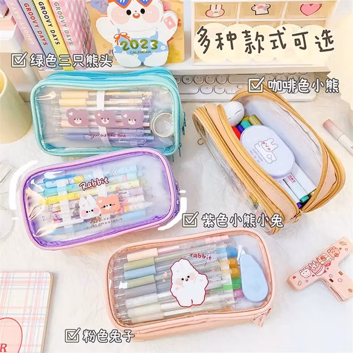 PVC Pencil Pouch for Girls EVA Cartoon Children School Pencil Case