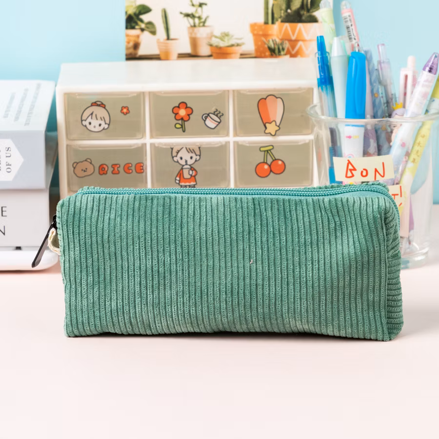 Stylish Corduroy Pencil Case Bag for Artists and Students