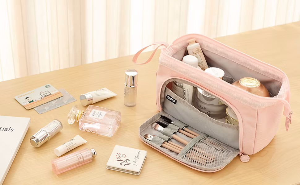 Makeup Bag Pencil Case Large Capacity Pencil Pouch Handheld Pen Bag Cosmetic Portable Gift for Office School Teen Girl Boy Men Women Adult (Pink) Cosmetic Bag