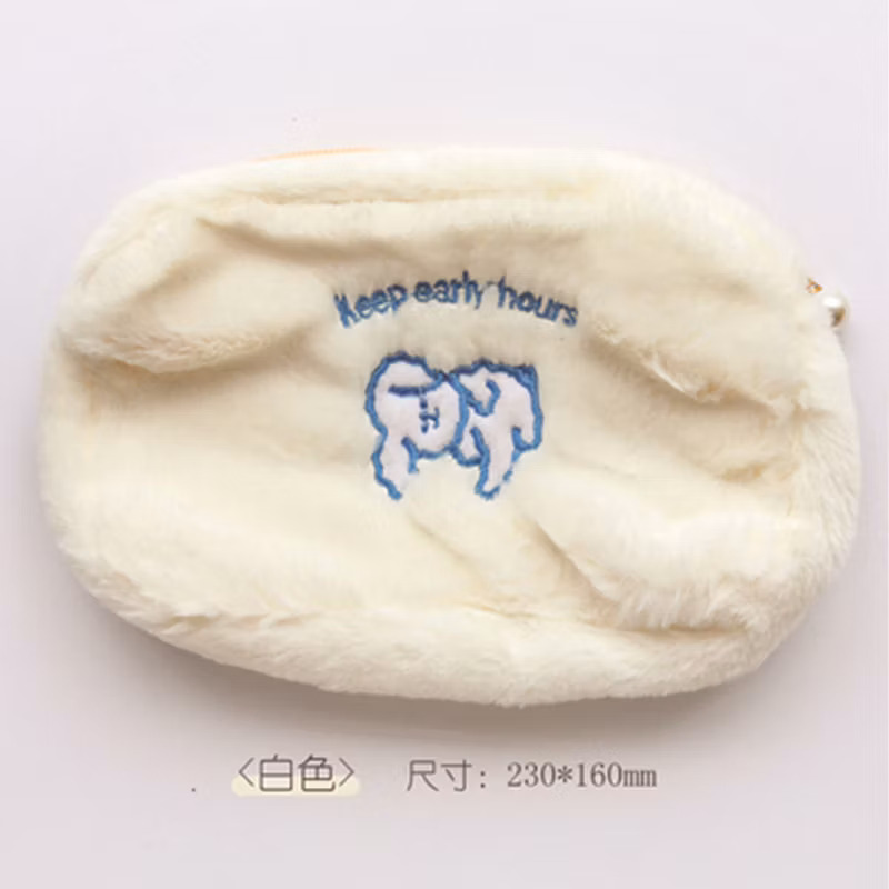 Promotional Flannel Zipper Kawaii Circular Pencil Bag Pencil Case for Office