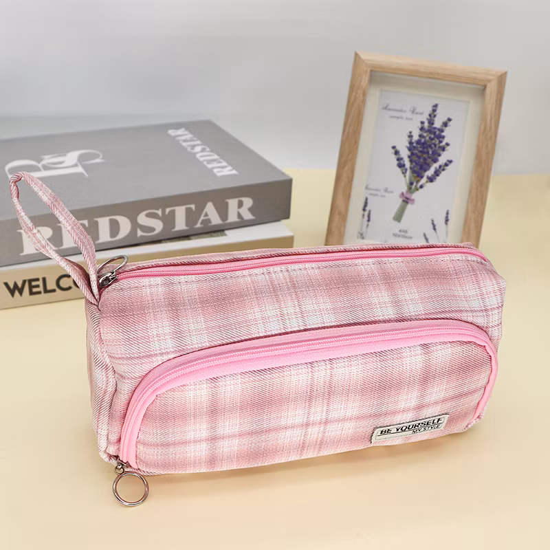 Hot Stationery Canvas Zipper Kawaii Circular Pencil Bag Pencil Case for Office