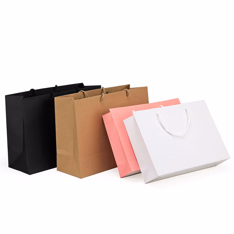 Wholesale Custom Printed Logo Reusable Shopping Clothing Packaging Paper Bags with Handle