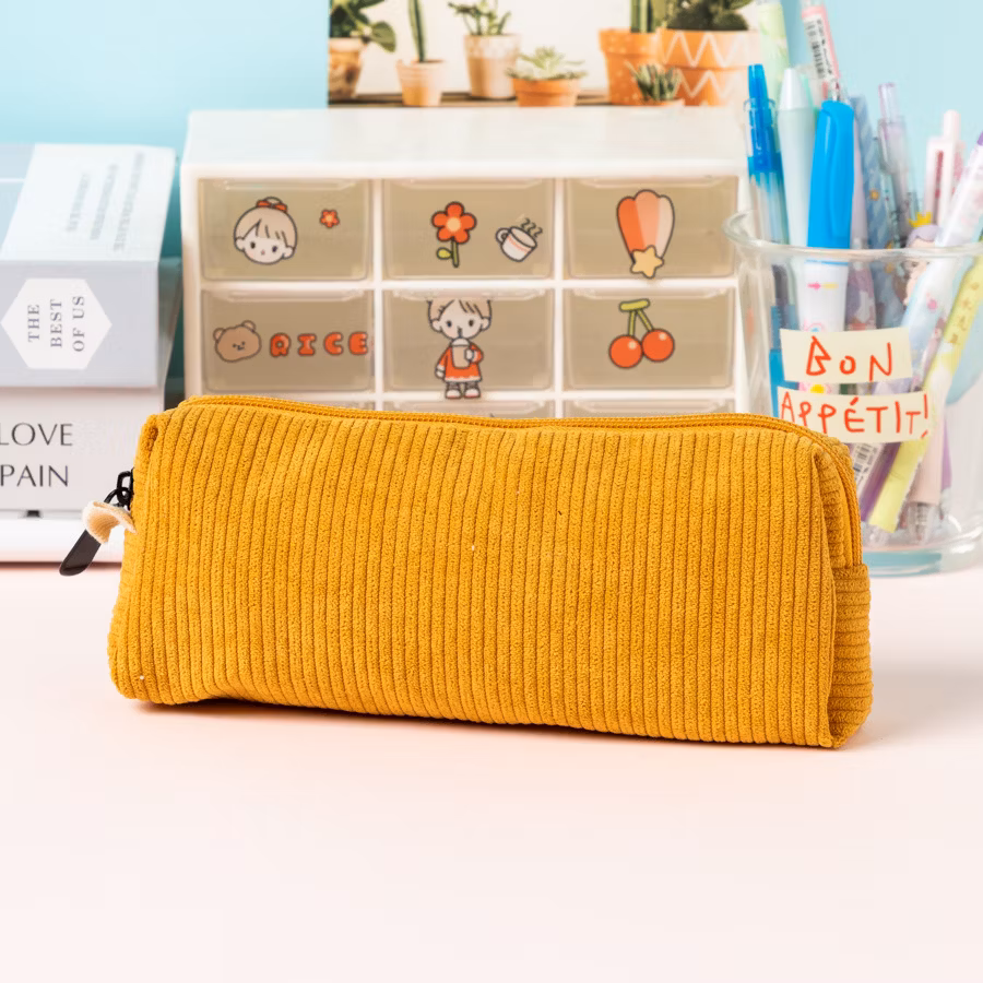 Stylish Corduroy Pencil Case Bag for Artists and Students