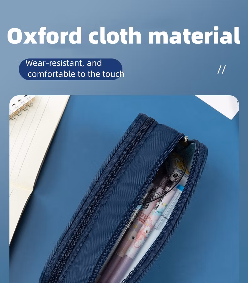 Oxford Cloth Large Capacity Double Layer Multifunctional Student Simple Pencil Case