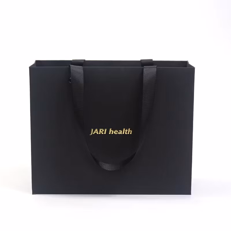Custom Logo Printed Black Glossy Shopping Paper Bag Wholesale Luxury Retail Gift Craft Jewelry Cosmetic Packaging Paper Bags