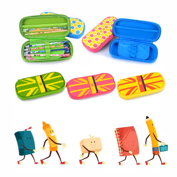 Cartoon EVA Pen Pouch Stationery Case Anti-Shock Large Capacity Multi-Compartment
