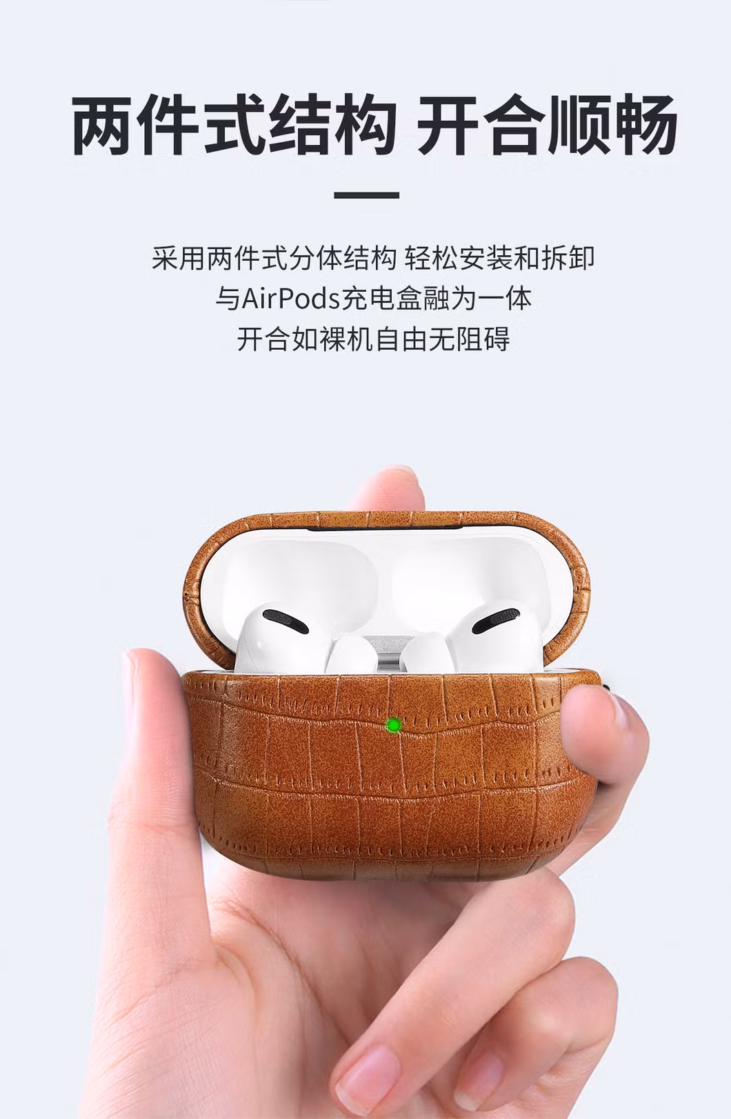 Crocodile PU Leather Case for Airpods Anti-Fall Protective Shell