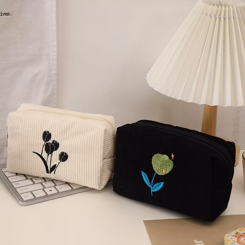 Factory Price Flannel Zipper Kawaii Rectangular Pencil Bag Pencil Case for School