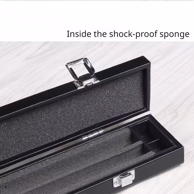 Right Angle 3/4 Solid Black Snooker Cue Case with PU Leather