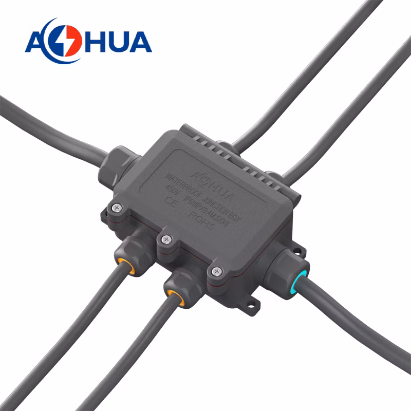 Buried Light Power Supply Plastic Wwterproof Junction Box M20 2~4pin Cable Connector Three-Way Wire Distributor IP68 LED Connector