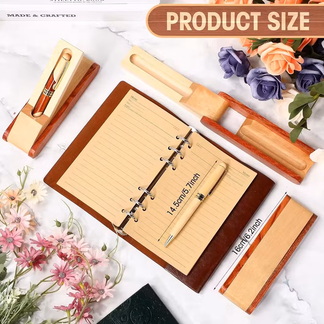 Classical Luxury Maple Wooden Ballpoint Pen with Wood Package Box Foldable Bamboo Ink Pen in Pencil Cases