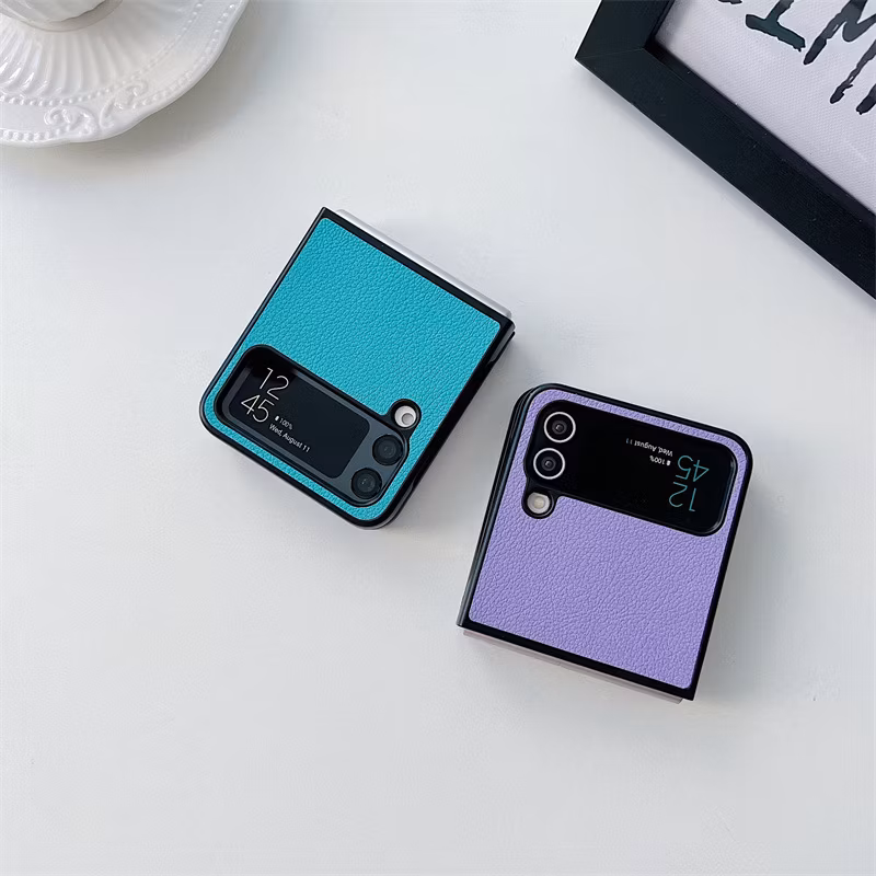 Fashion Folding Mobile Phone Case Solid Color for Samsung Galaxy Zflip3 Zflip4