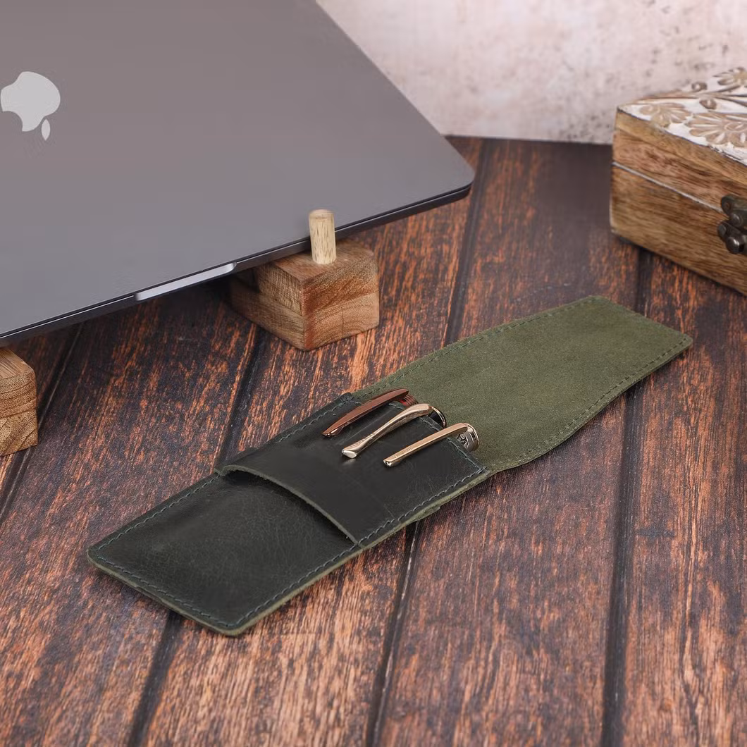 Custom Slim Pencil Bag Popular Leather Pencil Cases for Office