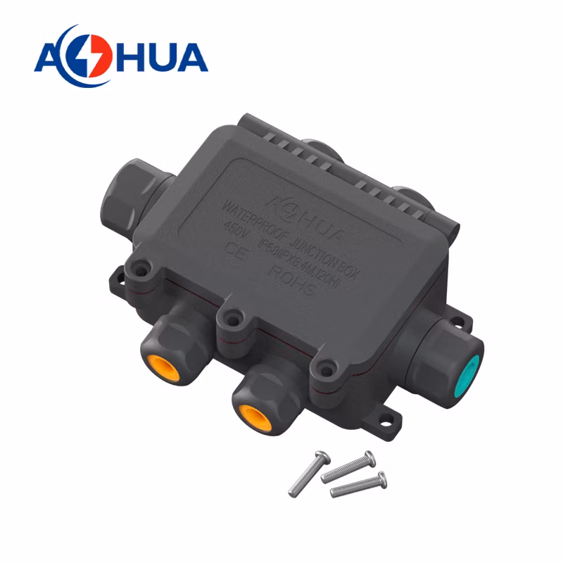 Buried Light Power Supply Plastic Wwterproof Junction Box M20 2~4pin Cable Connector Three-Way Wire Distributor IP68 LED Connector