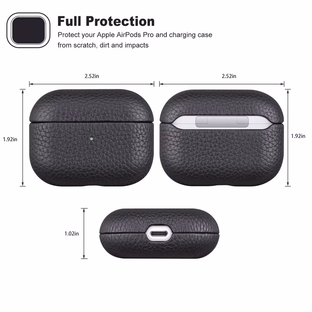 Genuine Pebble Leather Protective Wireless Earphone Case for Apple Airpods PRO Case for Air Pod 1 2