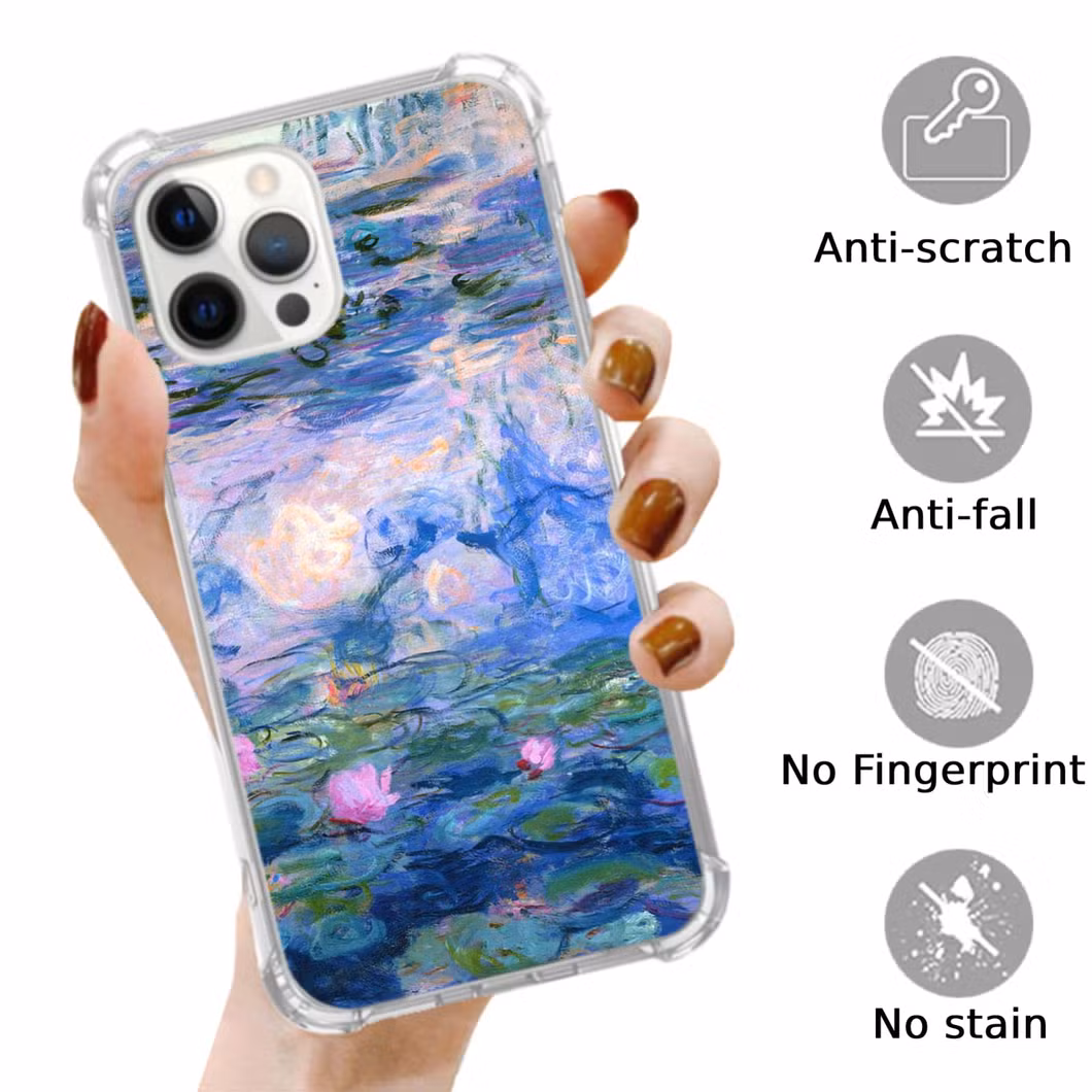 Water Lilies Aesthetic Case Compatible with iPhone 13 PRO, Vintage Oil Painting Art Case for Teens Men and Women, Cool Trendy TPU Bumper Case