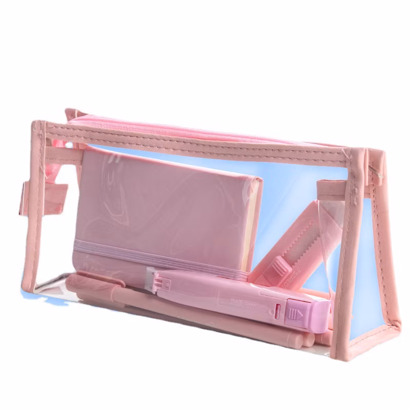 PVC Portable Student Pencil Storage Bag Travel Soft Brush Storage Cosmetic Bag