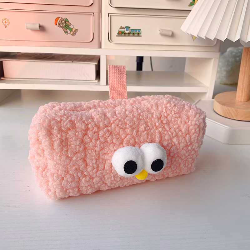 Wide Use Flannel Zipper Kawaii Rectangular Pencil Bag Pencil Case for School
