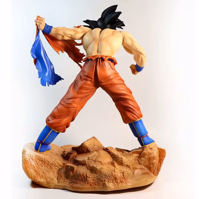 Dragon Ball Z Super Saiyan Gk Rip Clothes Son Goku Battle Scene Statue Model Box Anime Figure Cartoon-Character