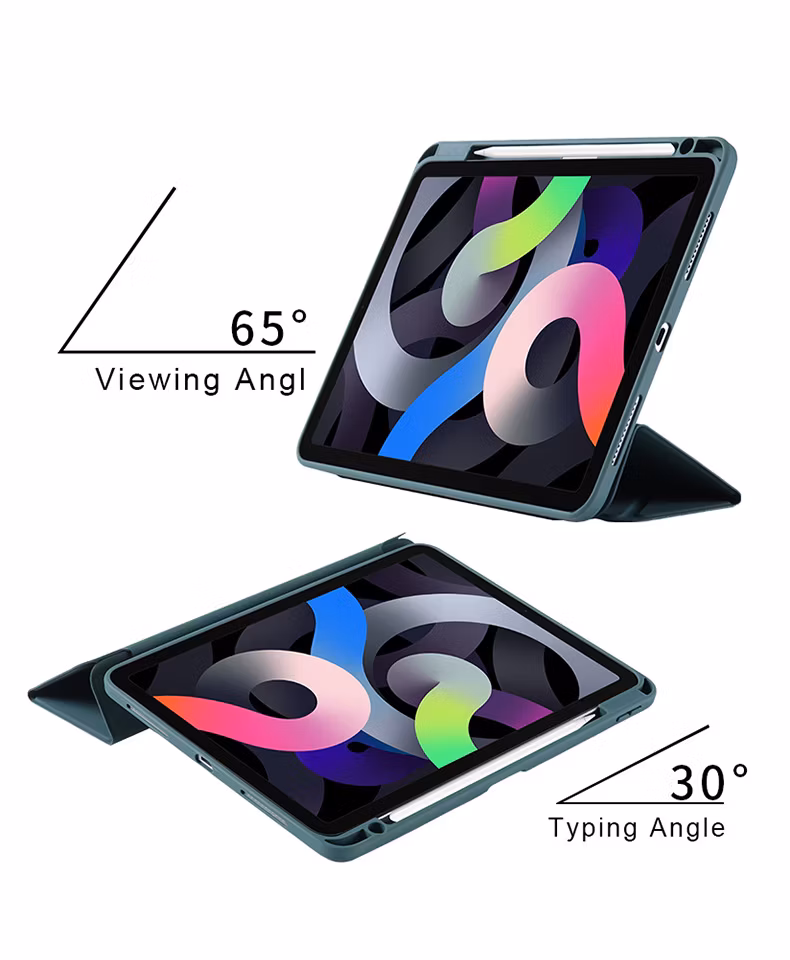 Foldable Leather Case with Transparent Back Case for iPad Tablet