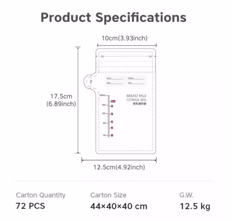 High Quality Food Standard Breast Milk Storage Bags