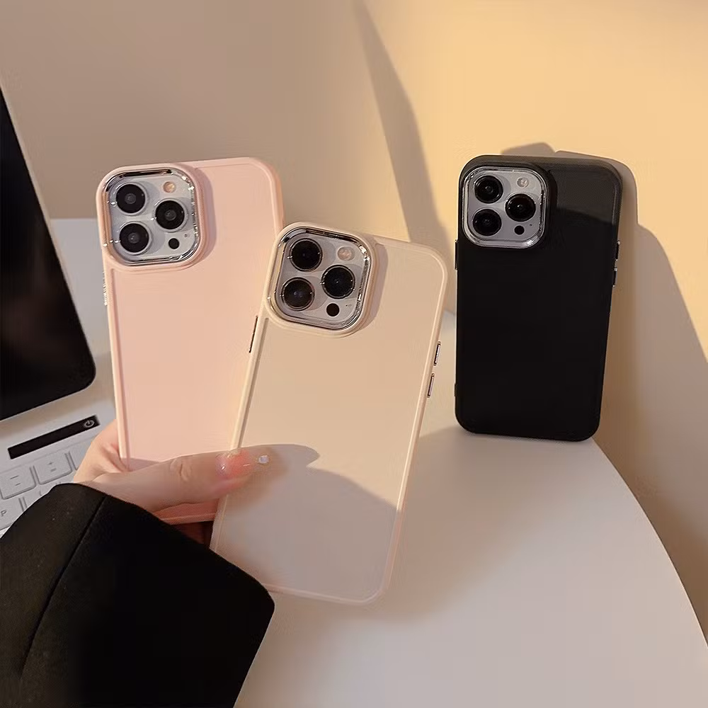 Electroplated Lens Apple Phone Case Soft Silicone Simple Solid Color