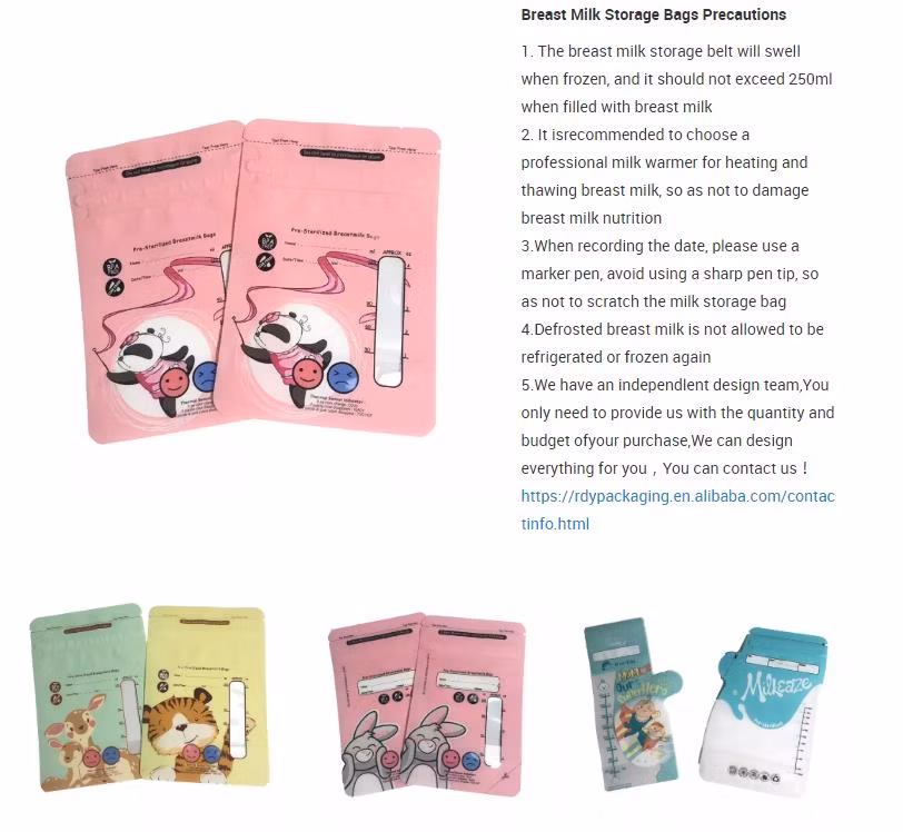 High Quality Food Standard Breast Milk Storage Bags