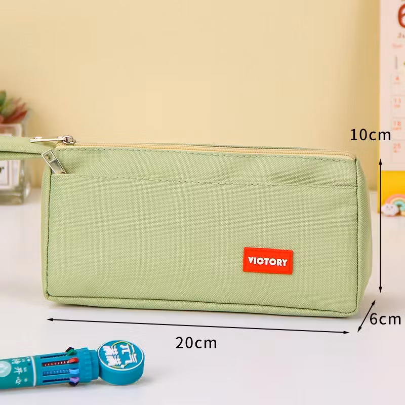 Big Capacity Double-Layer Cheap Promotion Pencil Case with Handle